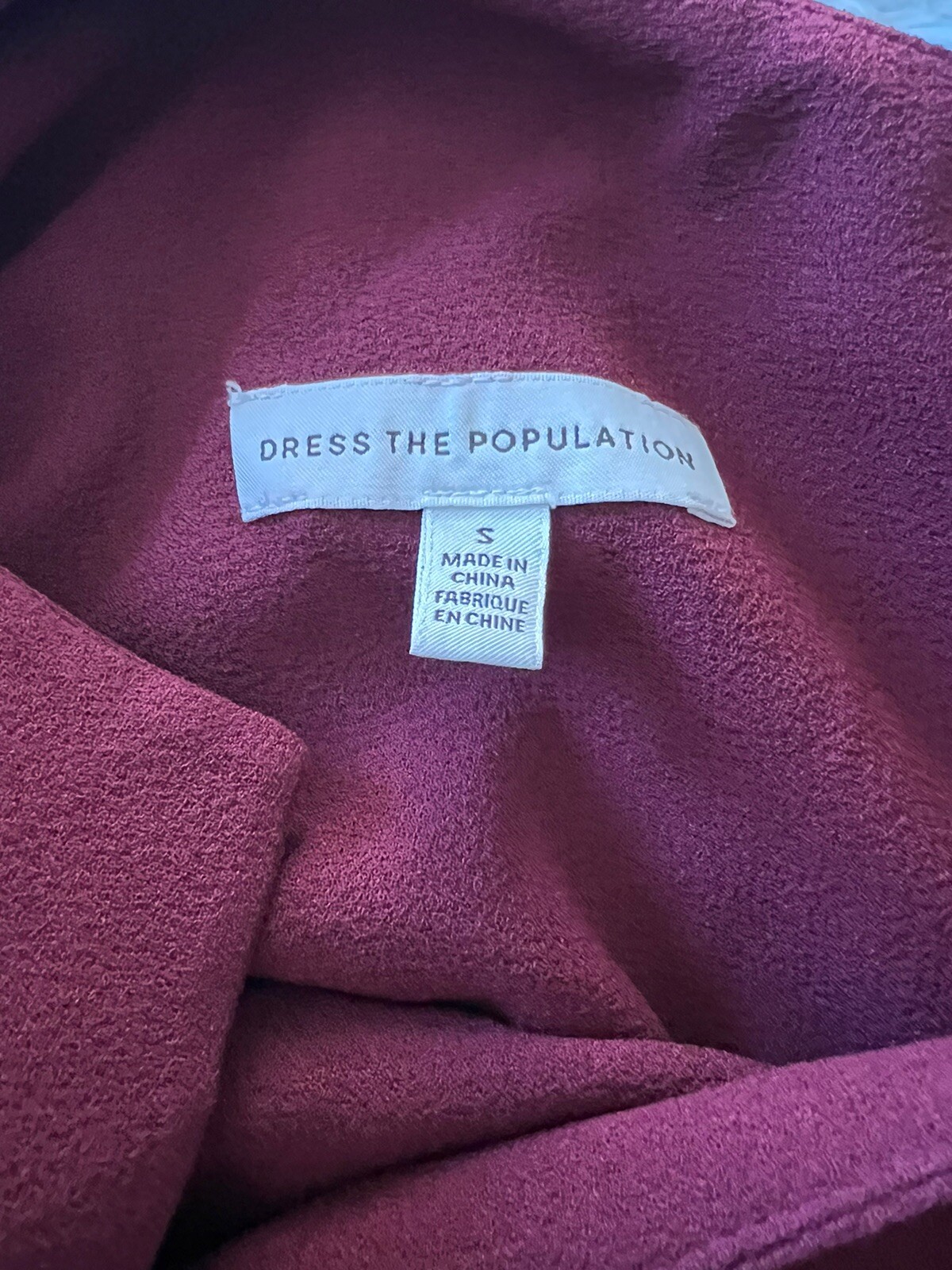Dress The Population Dark Magenta Tiffany One-Shoulder Midi Dress Small