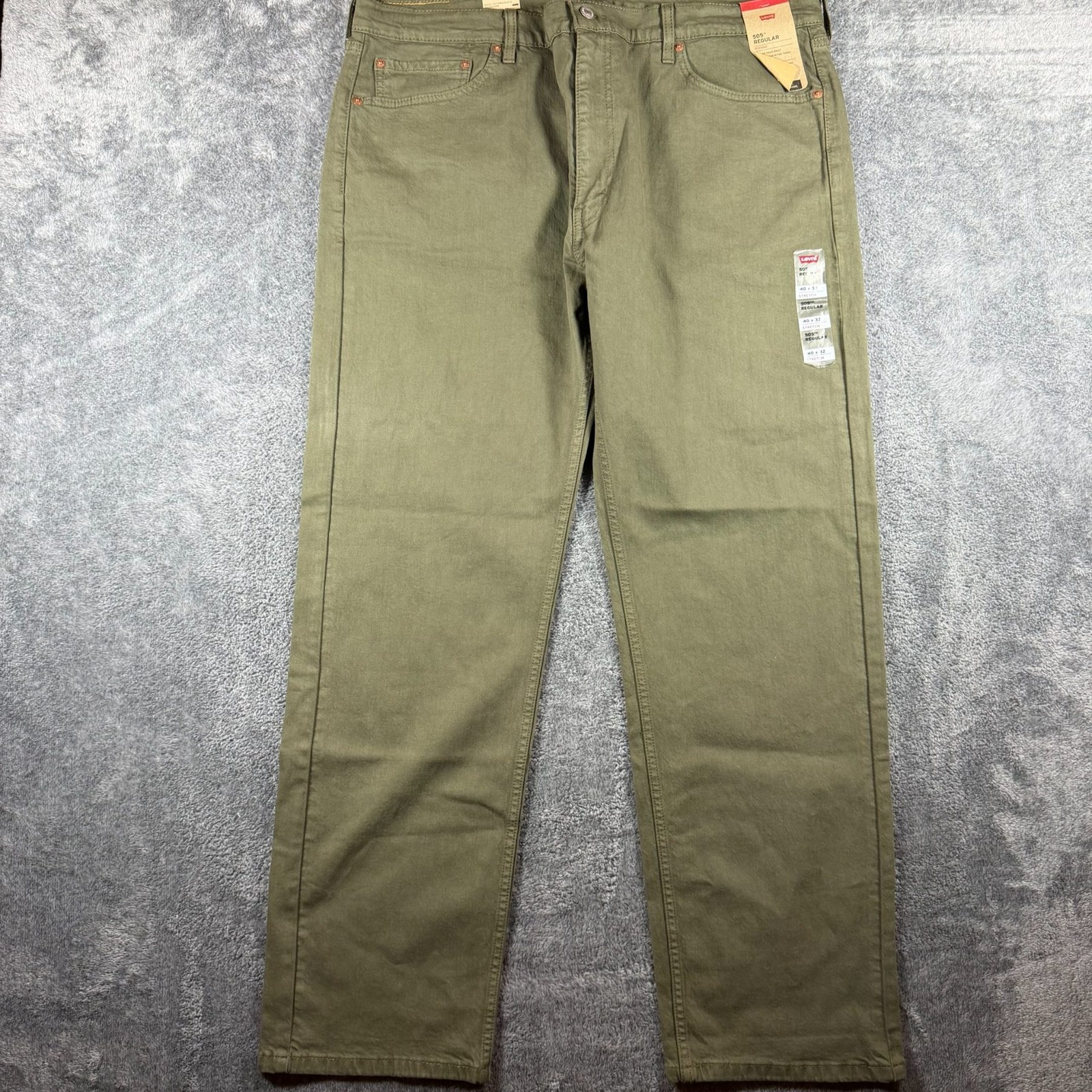 Levis 505 Jeans Mens 40×32 Green Regular Fit Stretch Denim NWT