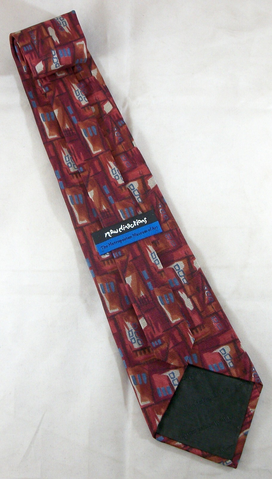 NEW DIRECTIONS Red, Brown Abstract Artsy Silk Neck Tie 57″ Long x 4″ Wide (E936)
