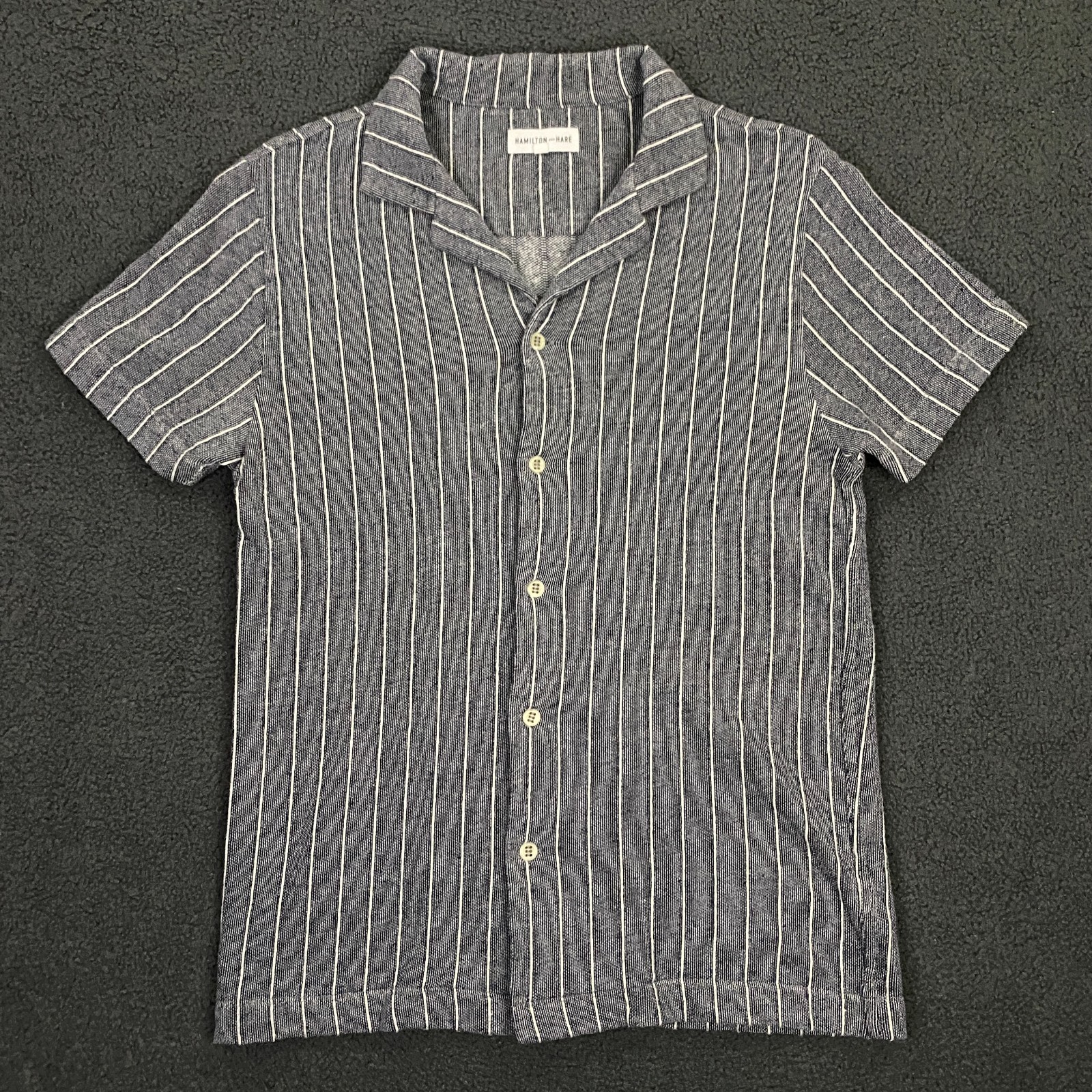 Hamilton and Hare Shirt Men Small Blue Stripe Knit Button Casual Resort Portugal
