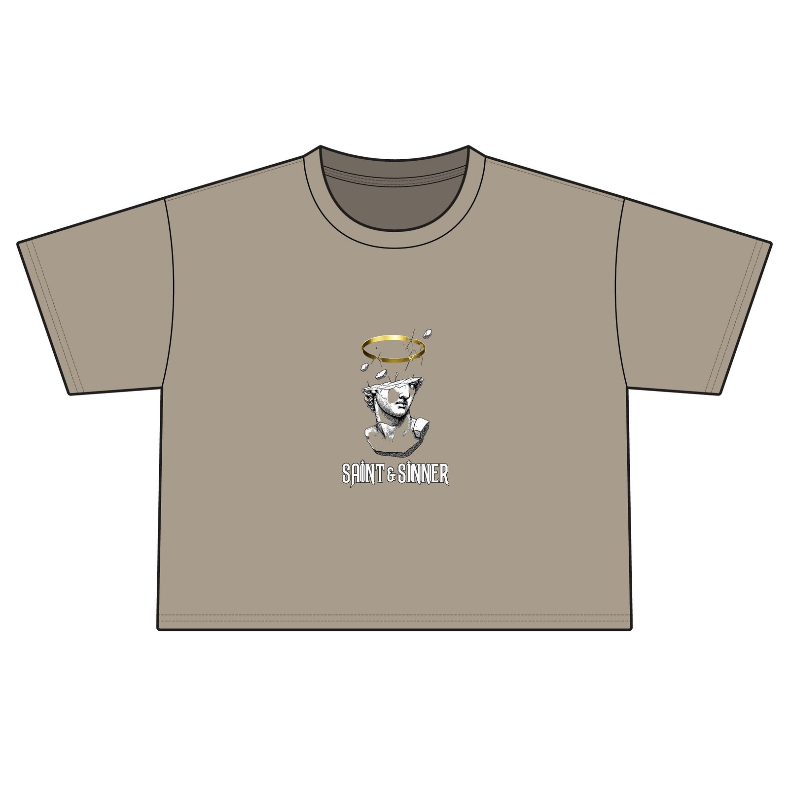 Saints Sinner Statue Halo Tee | Boxy Crop T-Shirt