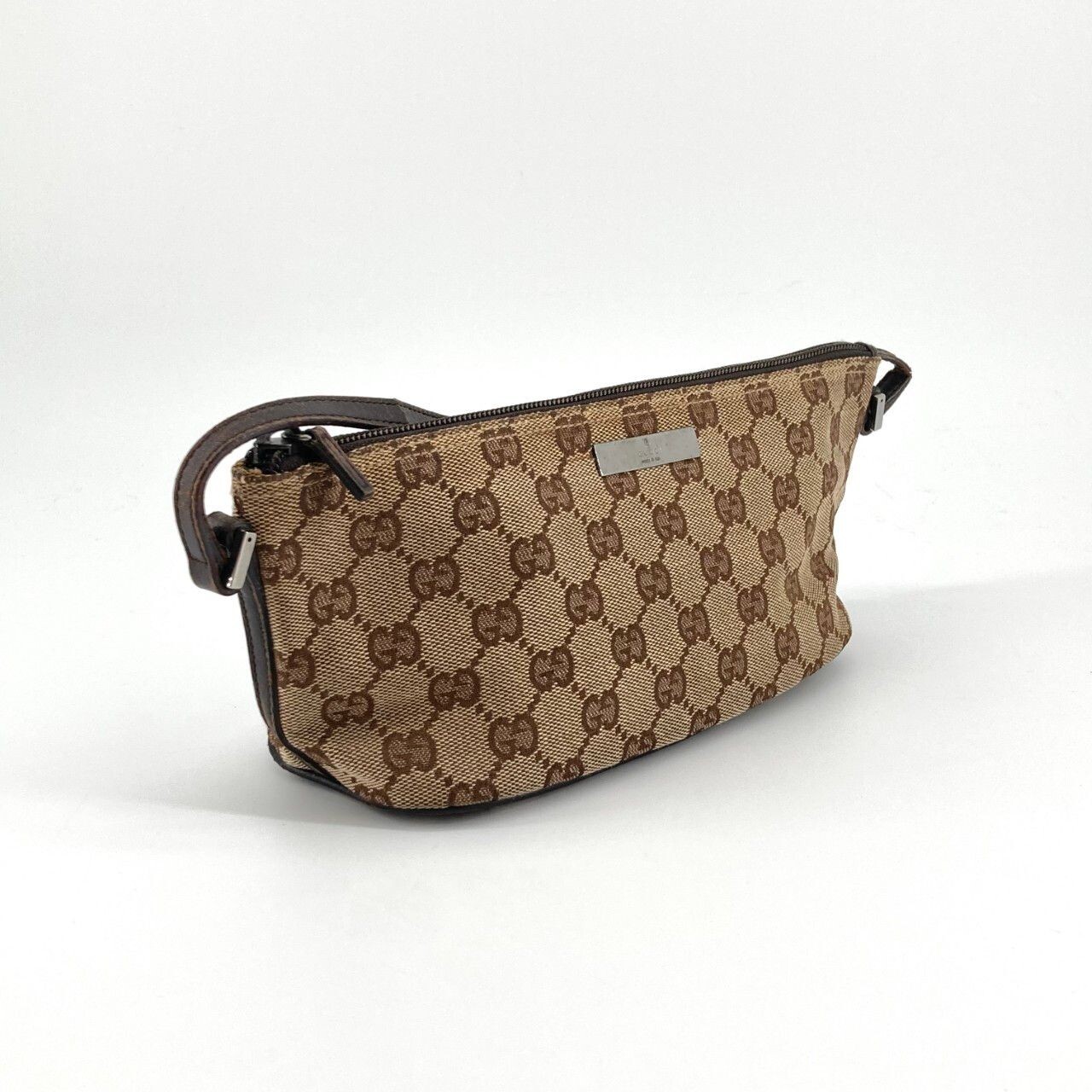 GUCCI Boat Bag Pochette GG Monogram Beige Vintage Authentic From Japan
