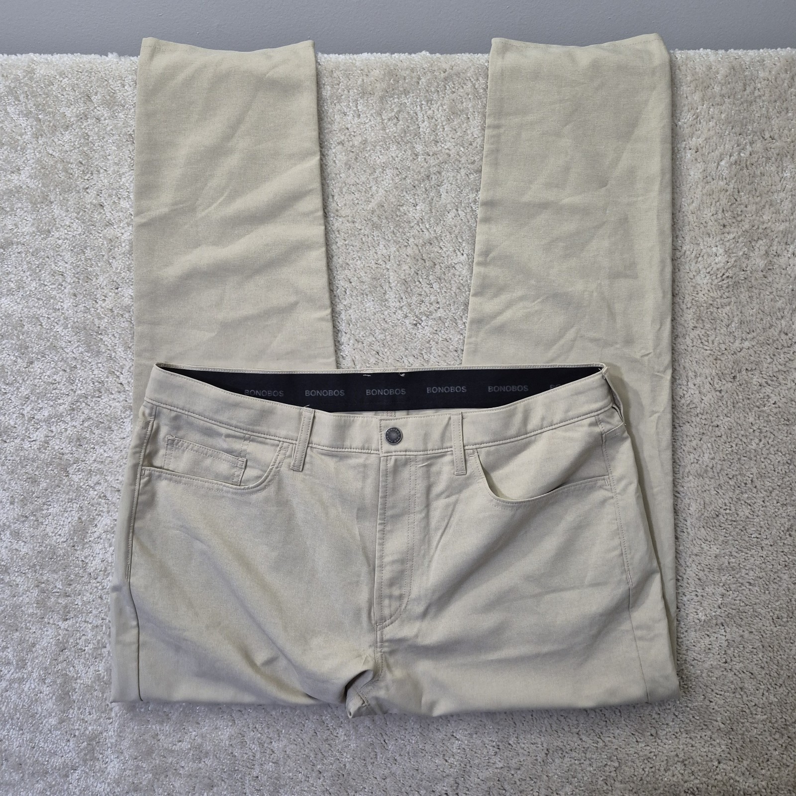 Bonobos Golf Pants Mens 38/32 Slim Tapered Beige Performance Stretch Chino