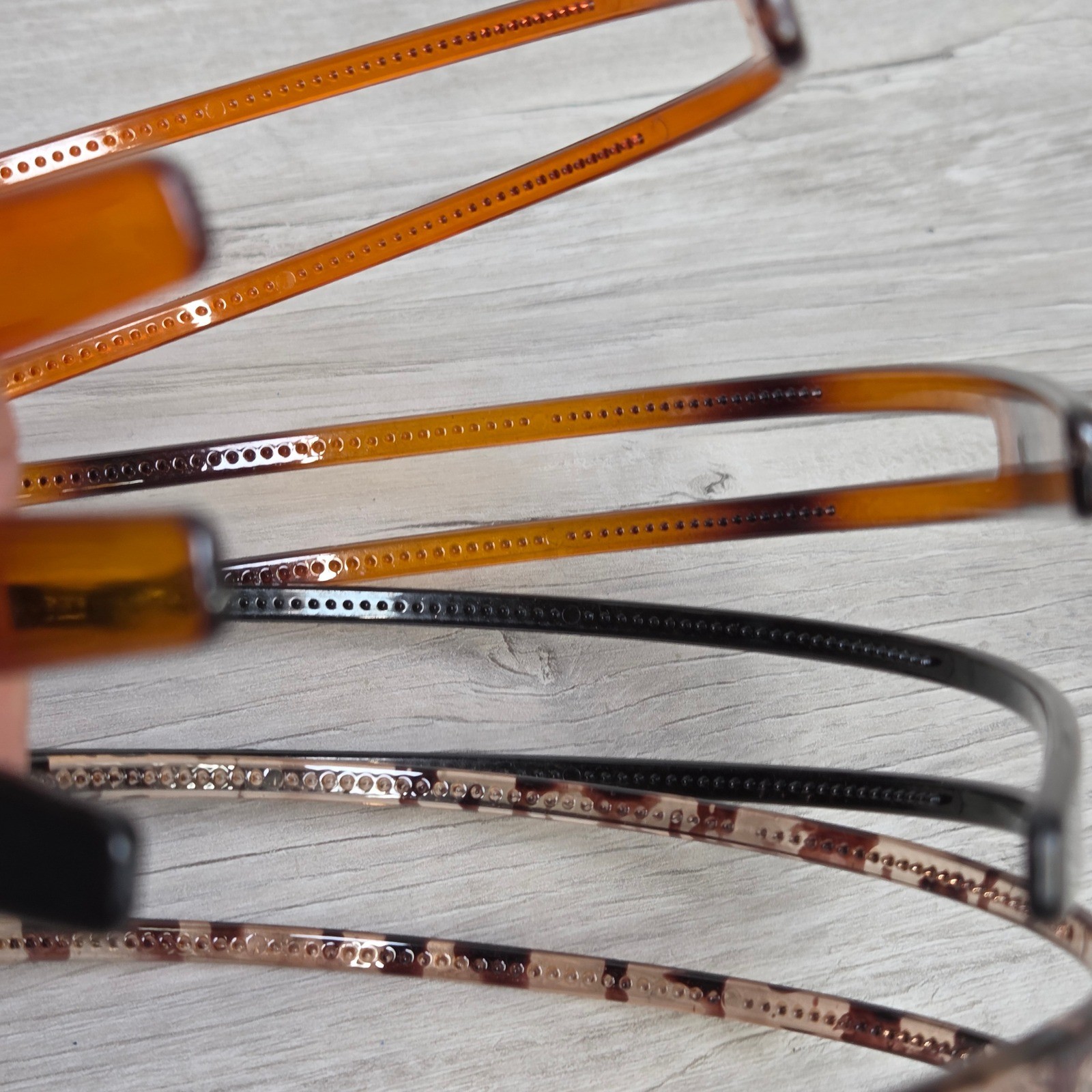 Set 4 Thin Plastic Headbands Tortoiseshell Black Amber Skinny Hair Accessories