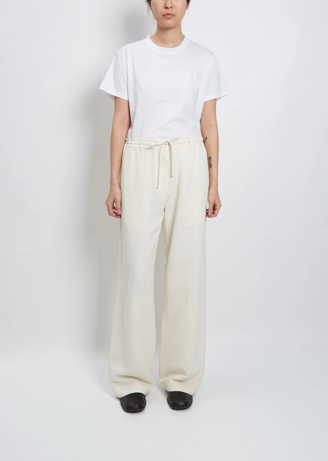 New $1290 The Row Dandy Silk & Linen-Blend Wide Leg Pants in Ivory sz 2/XS
