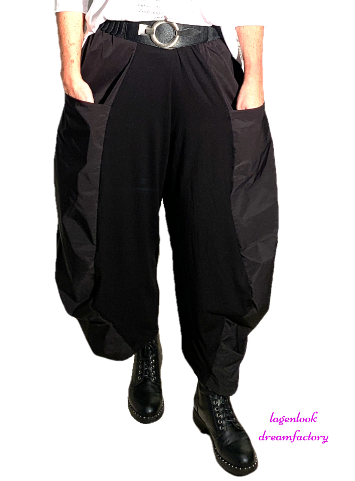 MYO Lagenlook Oversized Corner Balloon Trousers Jersey & Taffeta 44 46 48 50 52 54 56 56