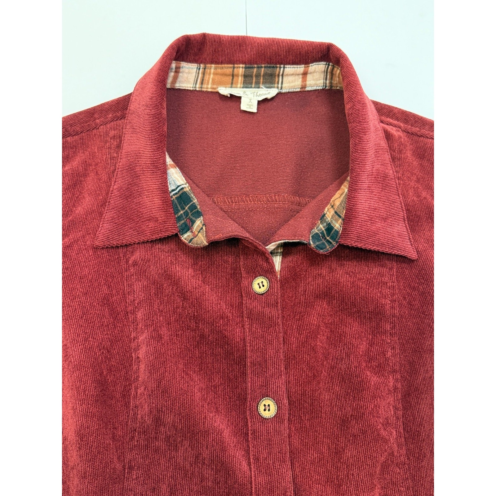 Hem & Thread Corduroy Button Front Vest Dress Wine Red Fall Cottagecore S