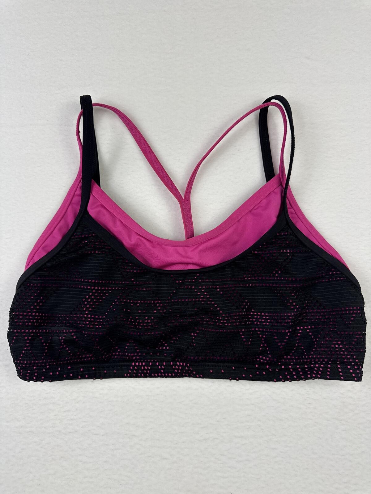 TYR Black and Pink Strappy Sports Bra Swim Top
