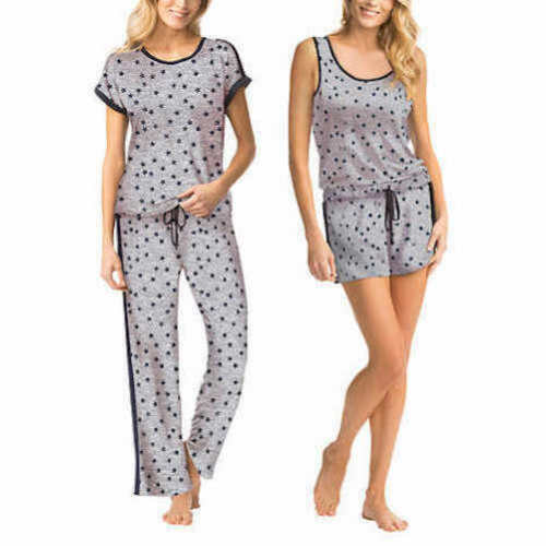 New Lucky Brand Ladies’ 4 piece PJ Set Gray stars XS