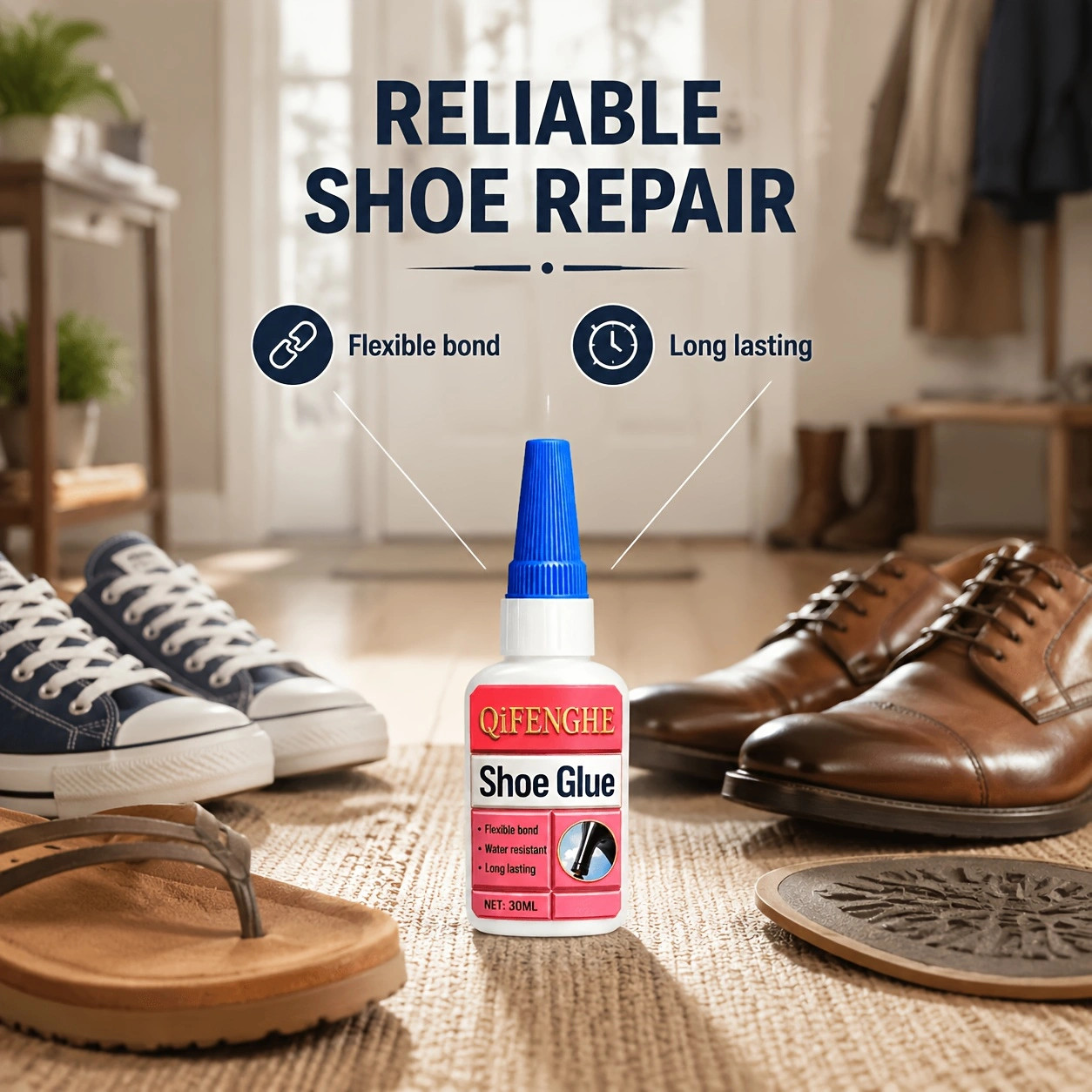 Shoe Glue 30ml Flexible Waterproof Strong Adhesive for Sneakers Sandals Boots Sh