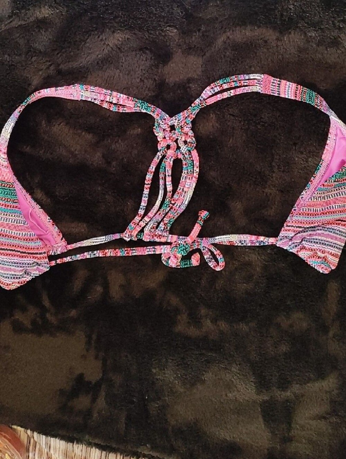 Roxy Pink Multicolor Striped Bikini Top