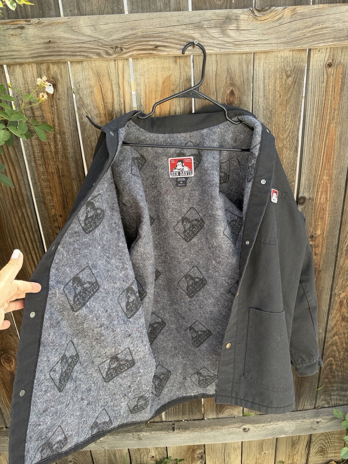 Ben Davis Chore Coat Jacket Blanket Lined Black Men’s Sz Large XL. Made In USA