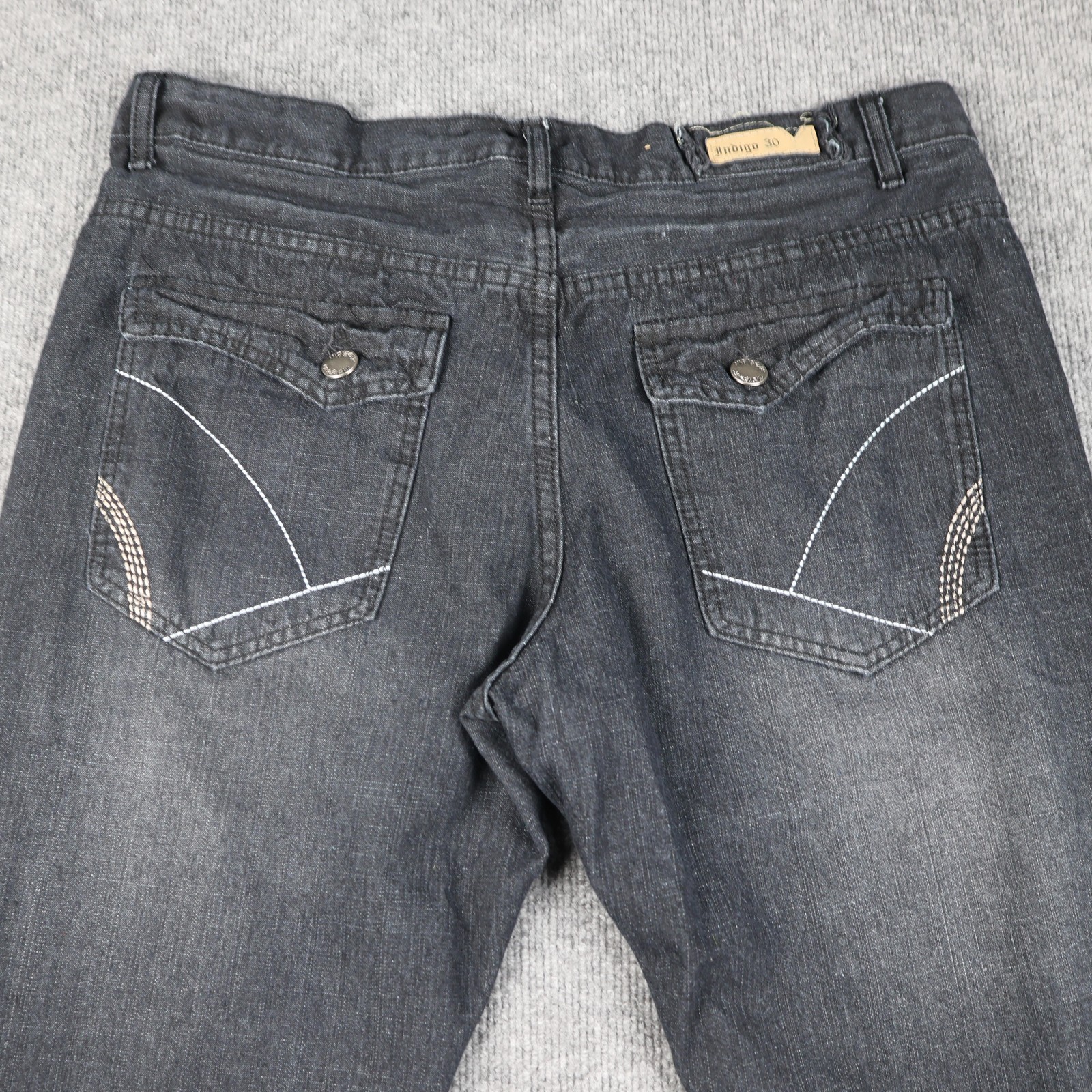 Indigo 30 Jeans Mens 38×32 Blue Straight Leg Denim Zip Fly Cotton Blend