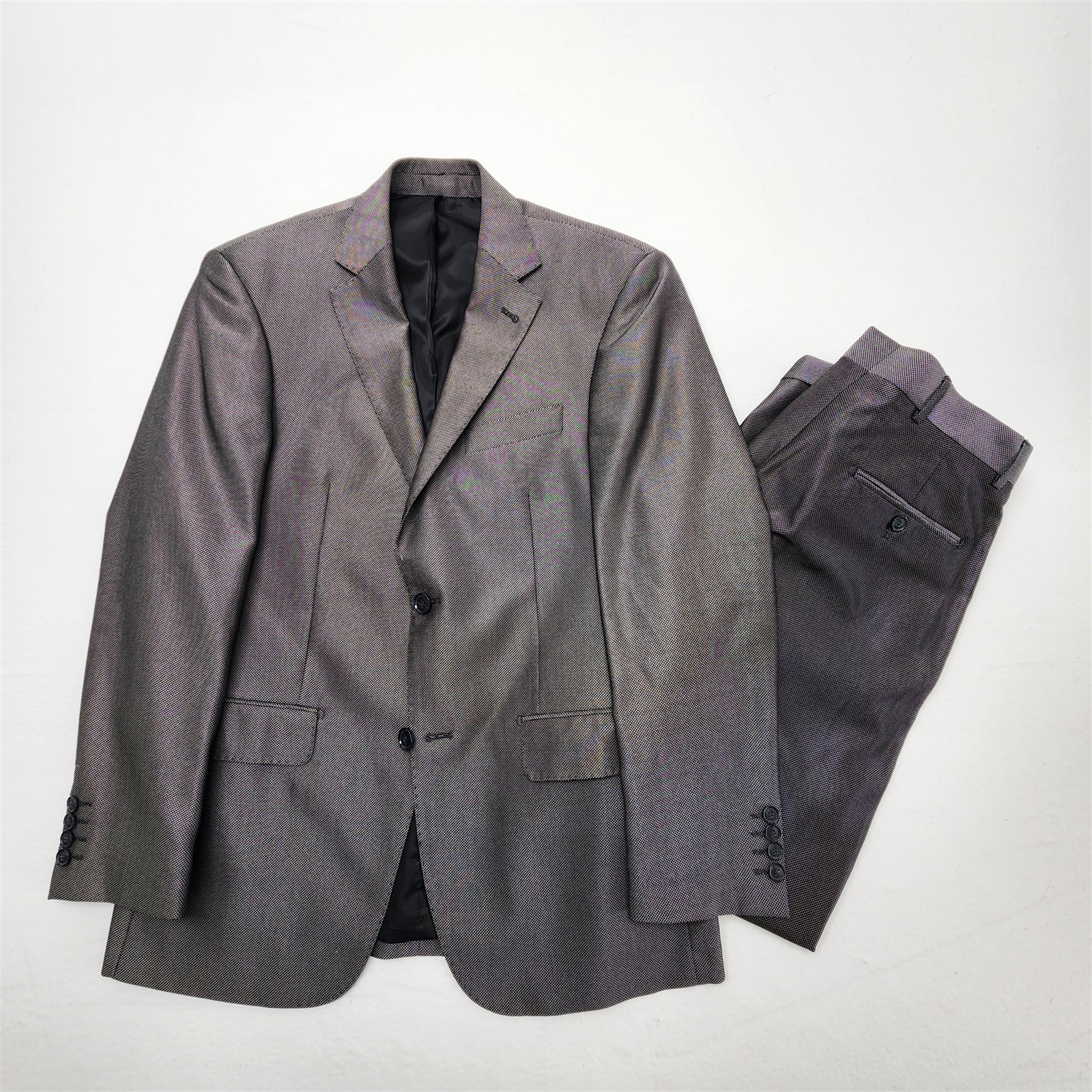 Lineage 40R 32×32 Metalic Silver Nailhead 2Btn 2Pc Mens Jacket Pants Suit