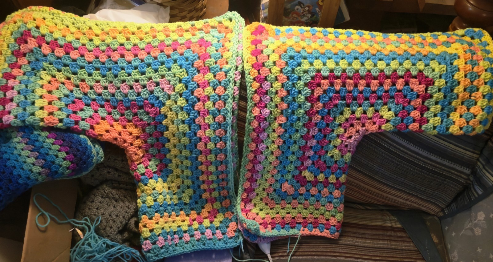 Handmade Women’s Multicolor Crochet Open Front Oversized Cardigan One Size