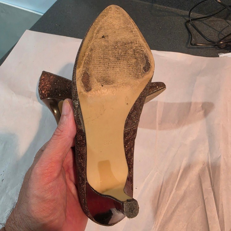 Alex Marie Womens Sz 6M Copper Bronze Glitter Pointed Toe Pumps 2.25in Heel