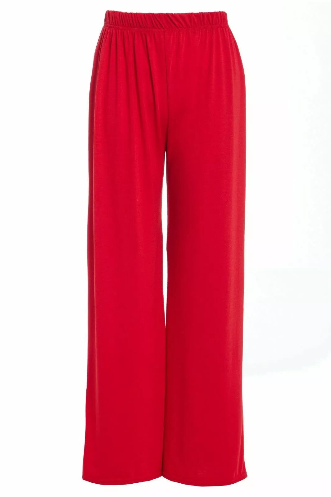Ladies Palazzo Wide Leg Flared Elasticated Stretch Plain Trousers Womens Wide UK