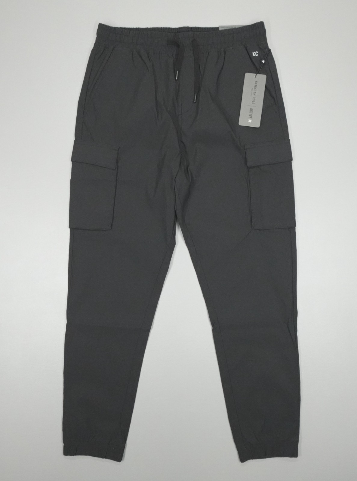 Kenneth Cole Active Mens Cargo Joggers Lightweight Stretch Water Repellent Black