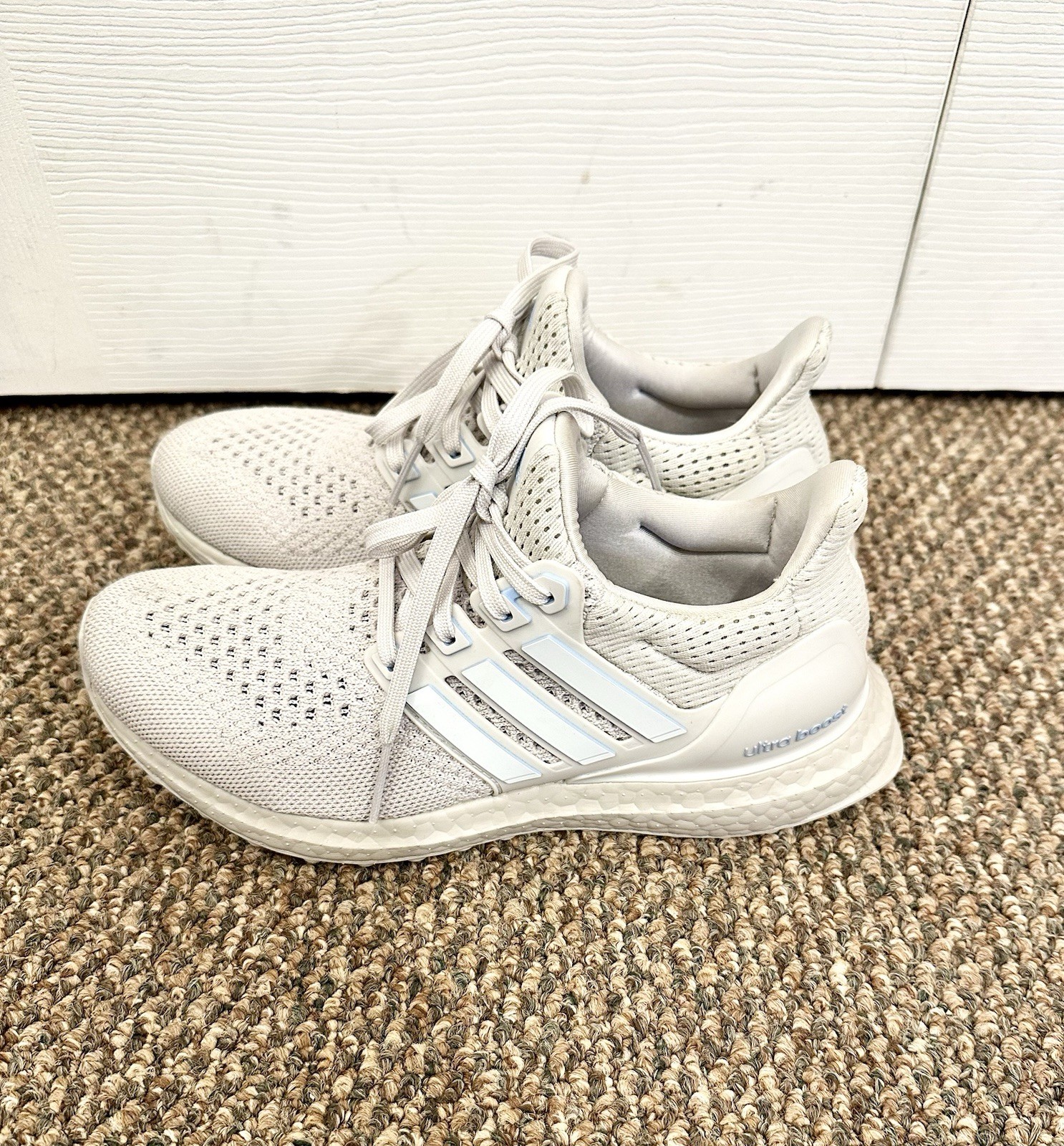 adidas UltraBoost 1.0 Grey Glow Blue Primeknit Low Top Women’s JH9211