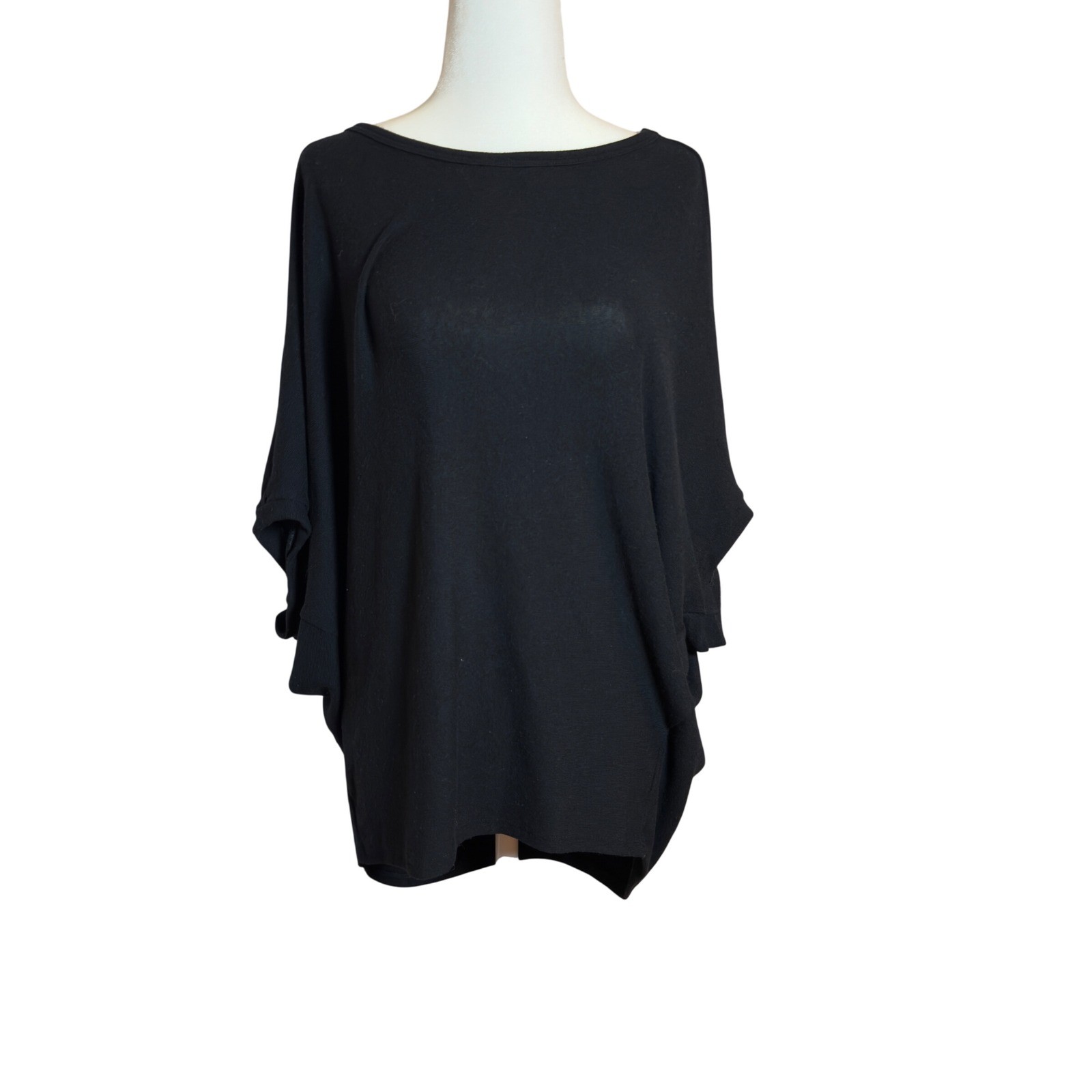 Michael Stars Womens Verna Black Batwing Dolman Sleeve Tunic Top Large USA