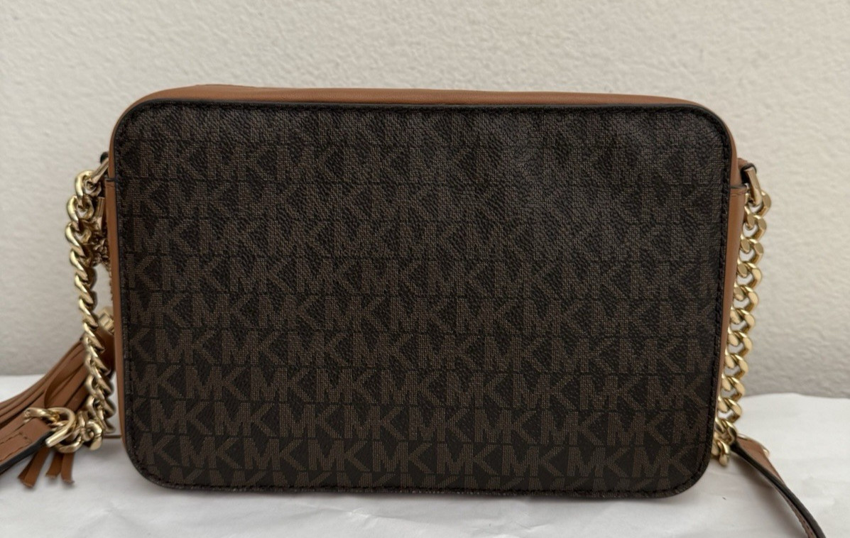 Pre-Owned Michael Kors Studded Logo Camera Crossbody Bag 32F7GGNM2V Brown