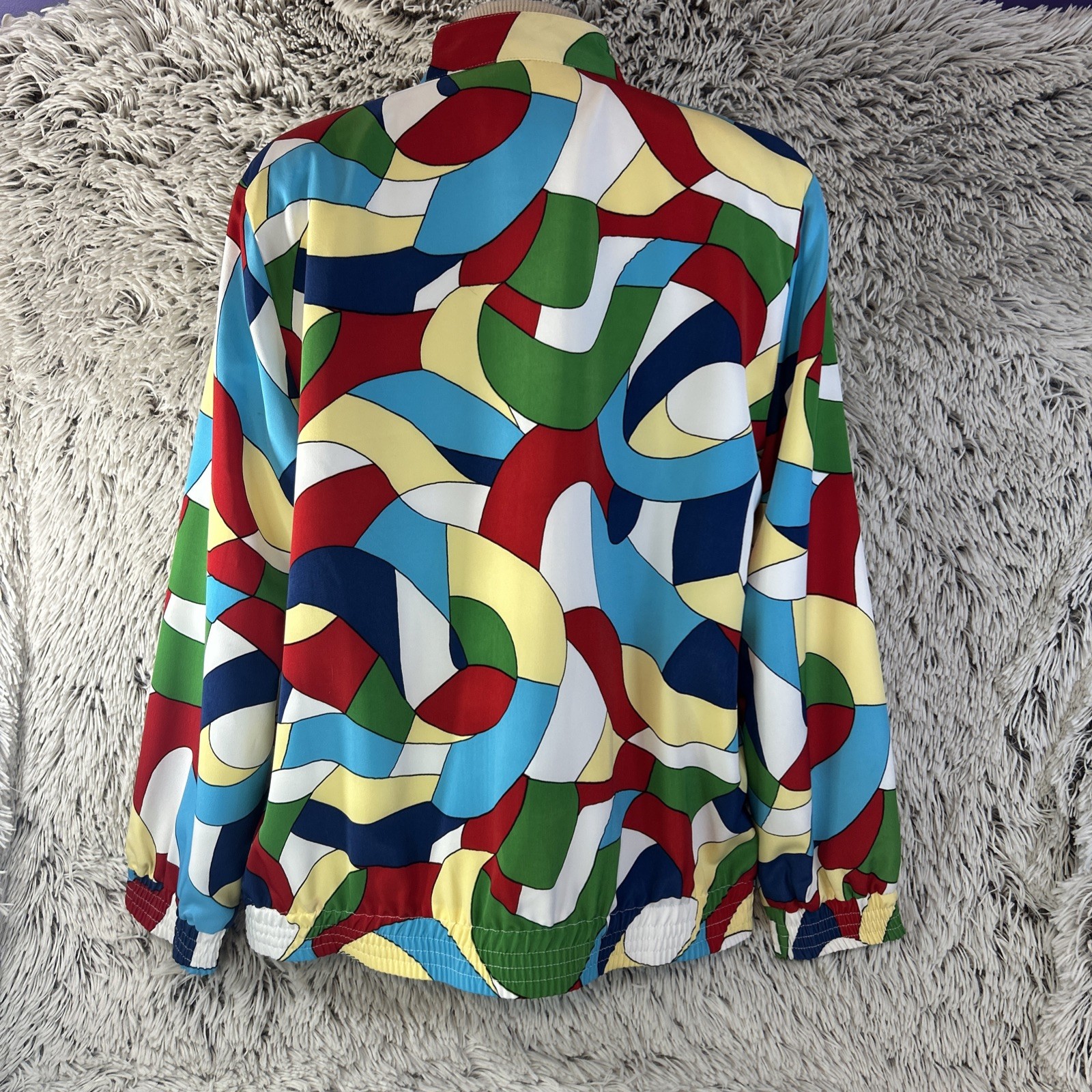 Colorful 90’s Bold Zip Up Lightweight Jacket Bomber Hip Hop Medium