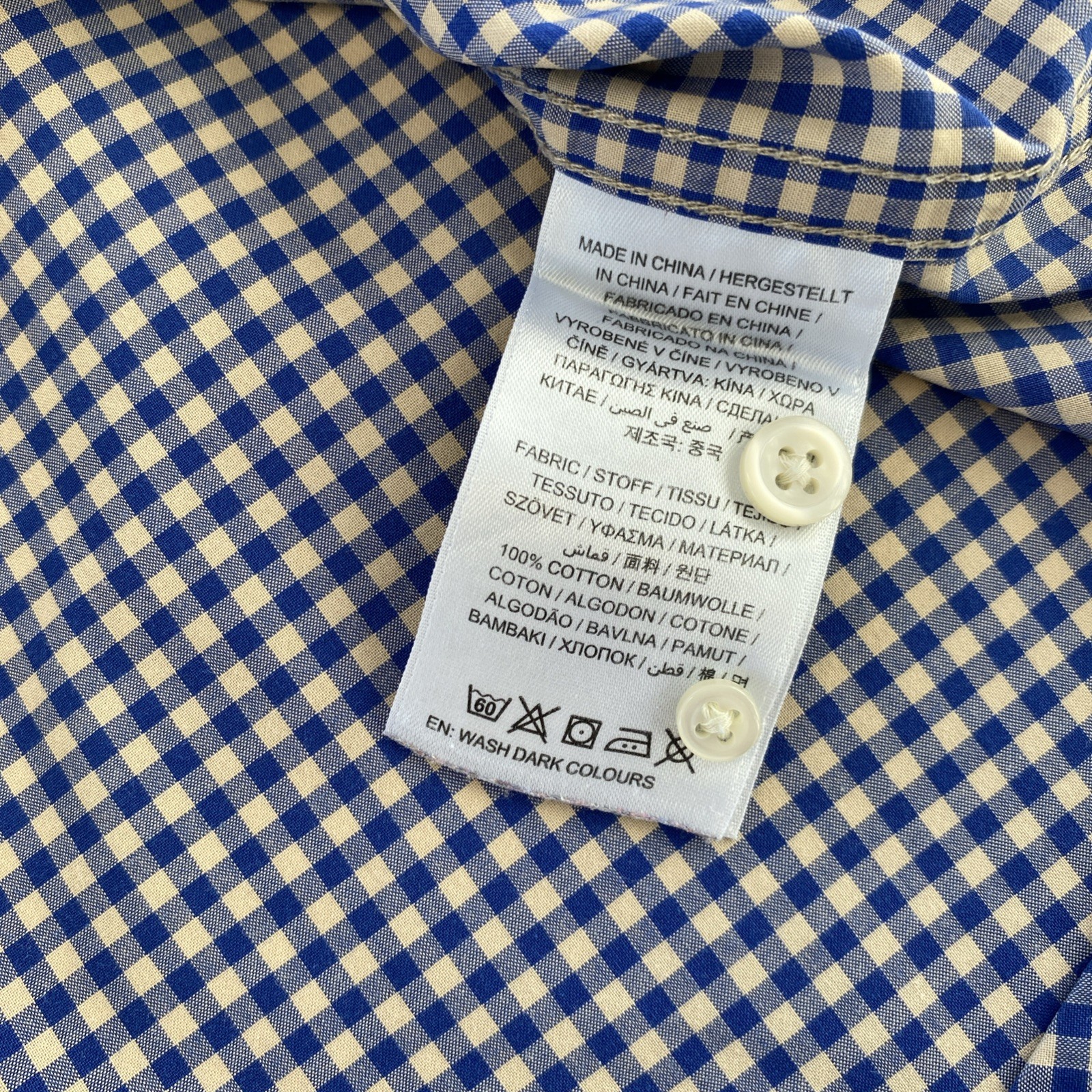 GANT Shirt Mens Large Blue Check Long Sleeve The Broadcloth Gingham Logo Cotton