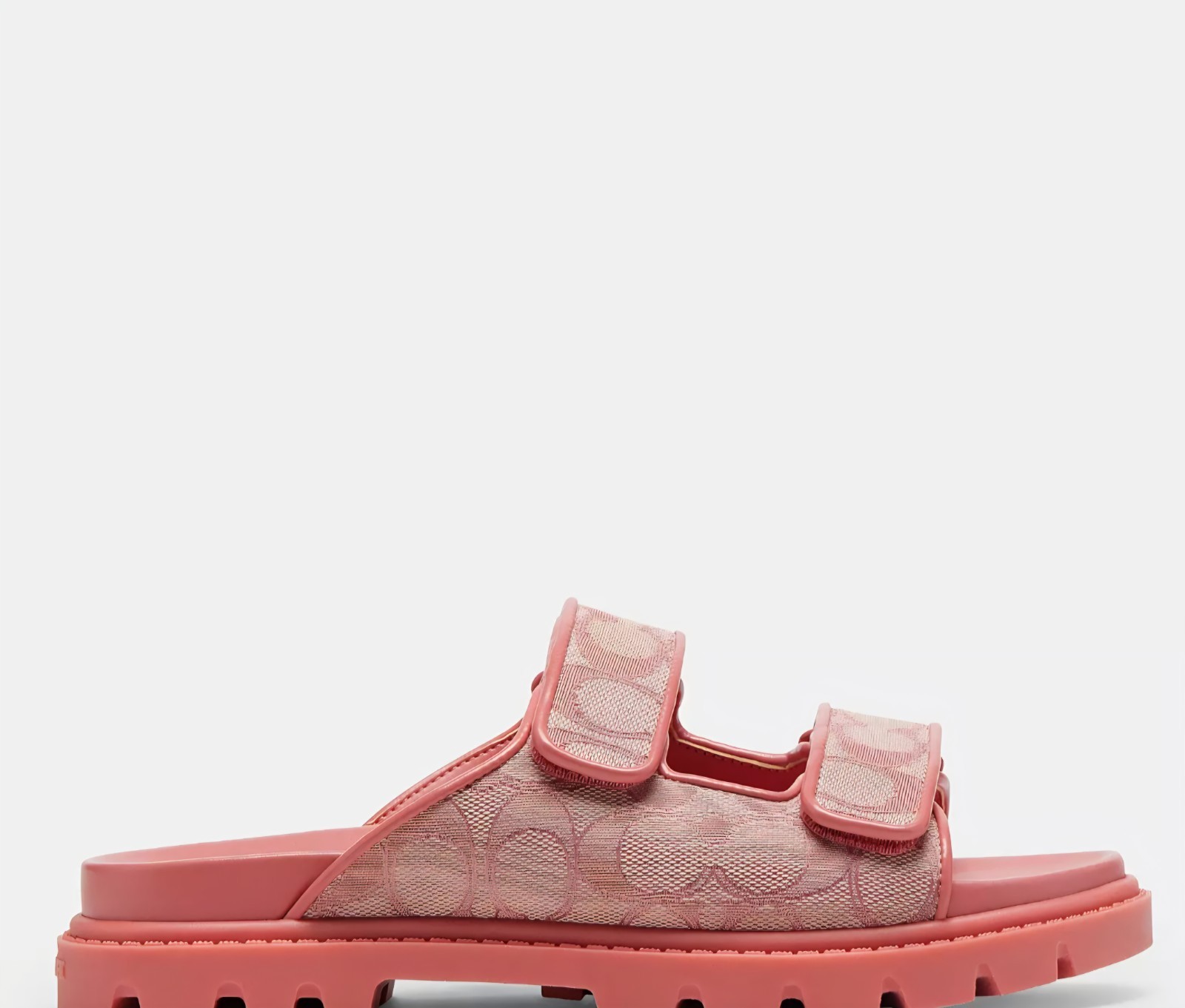 NWT Coach Woman Two Band Sport Slide In Signature Jacquard True Pink CBN29