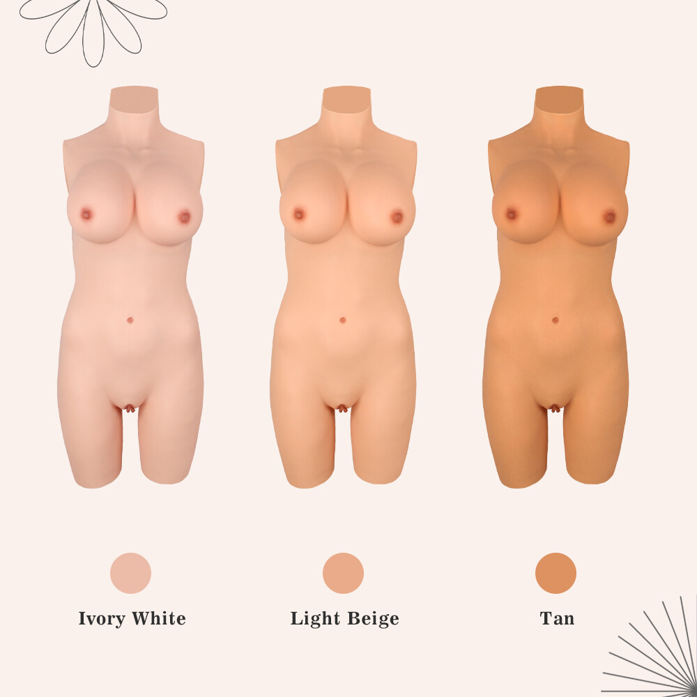 D Cup Body Suit Silicone Breast Form Boob Realistic Triplet Fake Vagina Cosplay