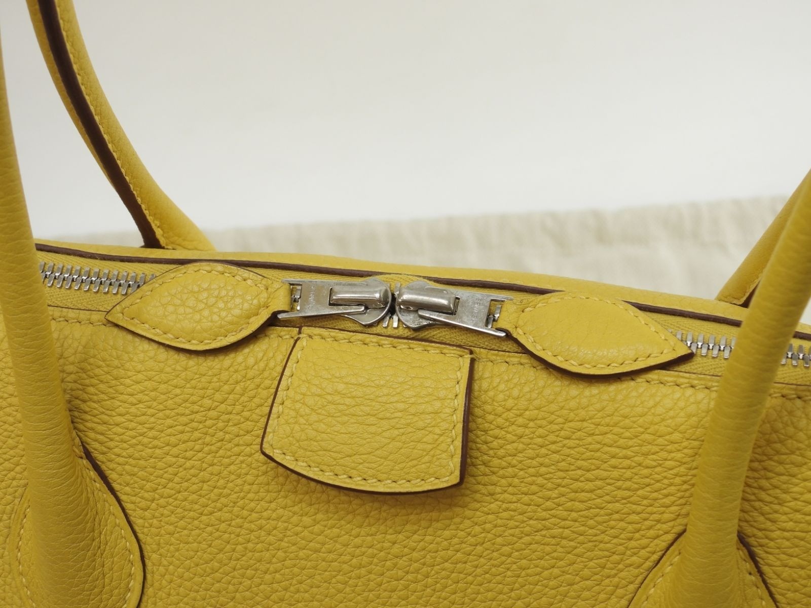 Hermes Paris Bombay 40 Tote Bag Taurillon Clemence Yellow 21.6*10.2*7 inch