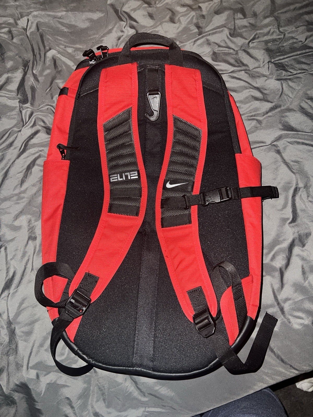 Nike Hoops Elite Pro Basketball Backpack, Black/Metallic/Red Book Bag