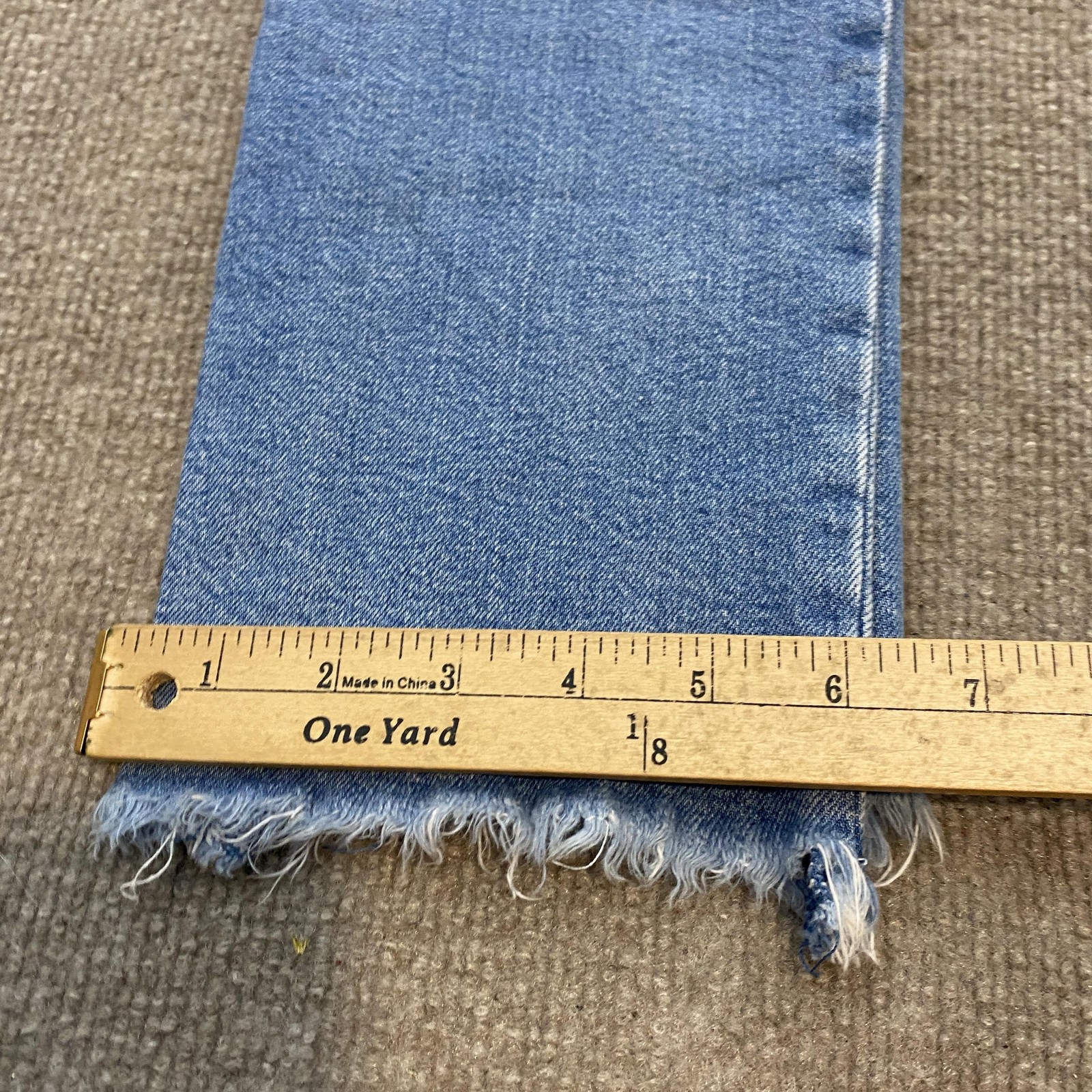 LOFT Modern Straight Jeans Womens 00 Blue Med Wash Mid Rise Distressed Fringe