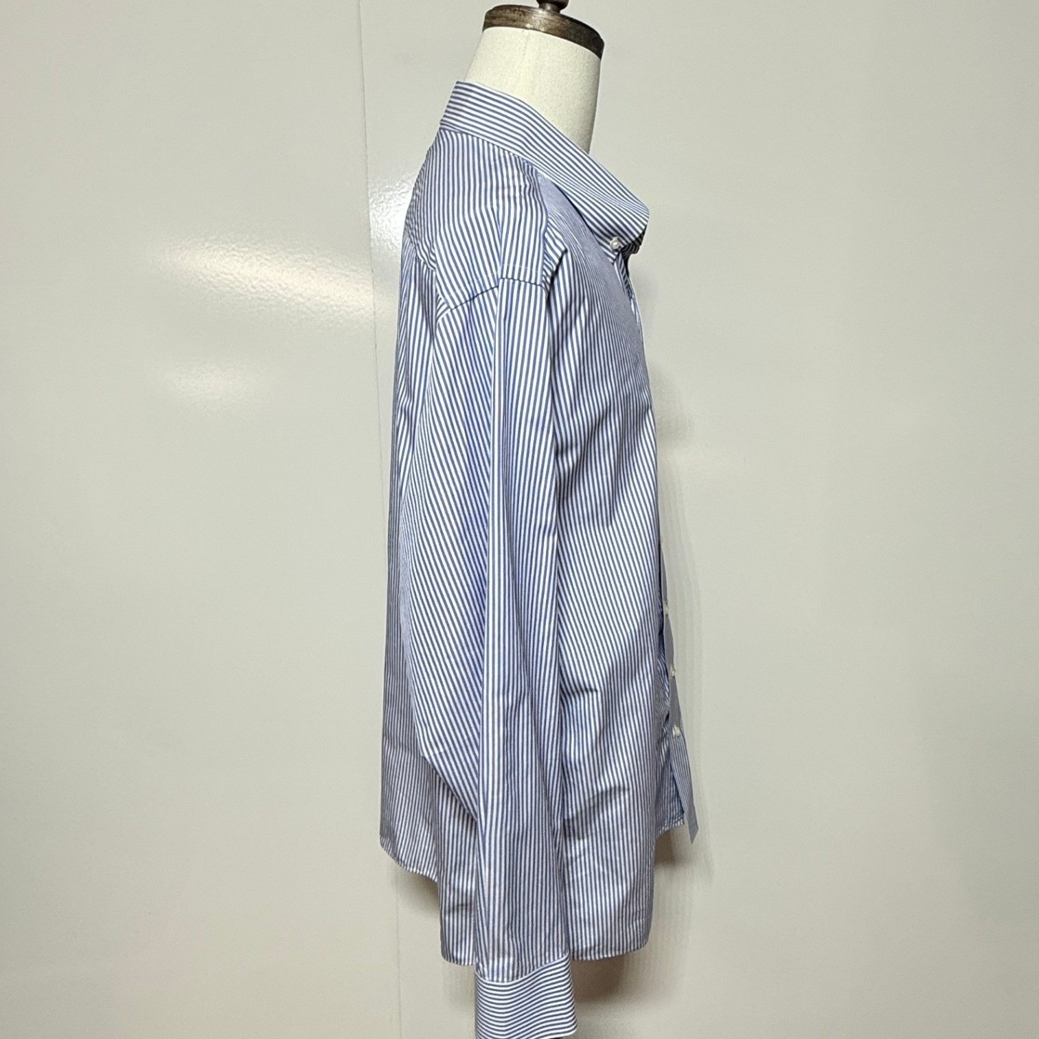 Proper Cloth Dress Shirt Mens 19.5 3X Blue White Striped Button Down Broadcloth