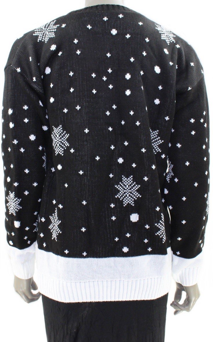 JUMPER Ladies BLACK Knit Fabric Rudolph Reindeer CHRISTMAS Novelty Sweater | 42″