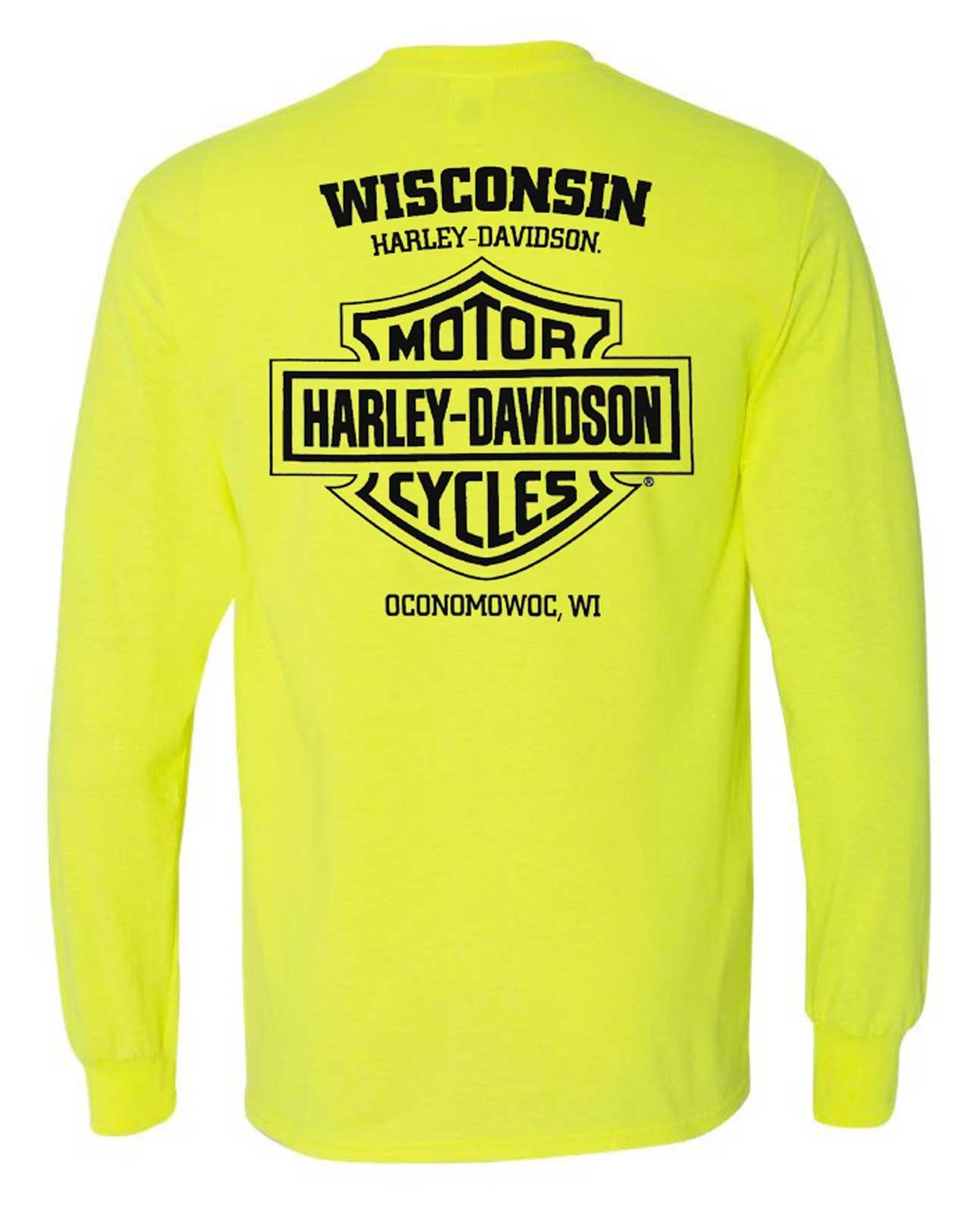 Harley-Davidson Men’s Definite Long Sleeve Poly-Blend Shirt, Safety Green