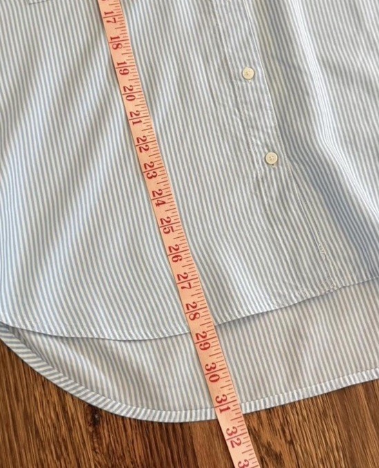 Babaton Blue/White Striped Collared Button-Up Shirt w/ Pockets Long Sleeve L