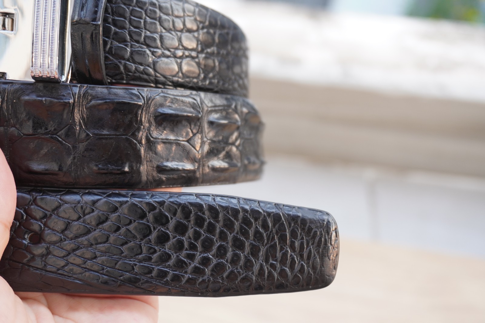 Black Real Genuine CROCODILE LEATHER Skin Men’s Belt W 1.3 inch #F30