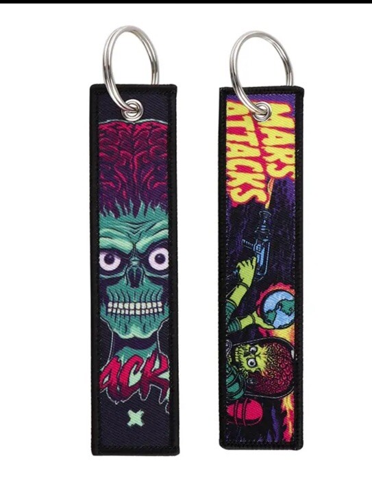 Mars Attacks! Classic Movie Aliens Key Jet Tag Keychain Motorcycle