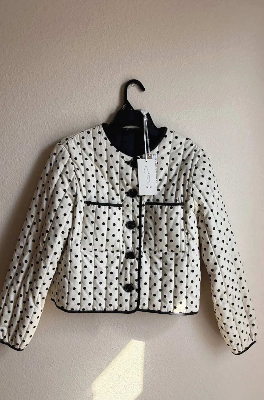 Joie Reversible Quilted Jacket Cream Polka Dot Black Cotton Size S NWT