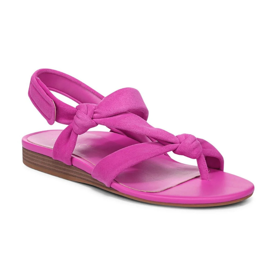 VIONIC Geneva Strappy Toe Post Sandal, Rose Violet Suede