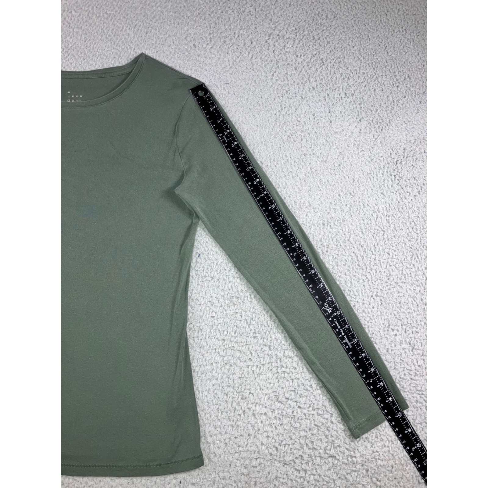 Basic L/S Top L Olive Green Solid Layering Earthy Neutral Pima Cotton Modal