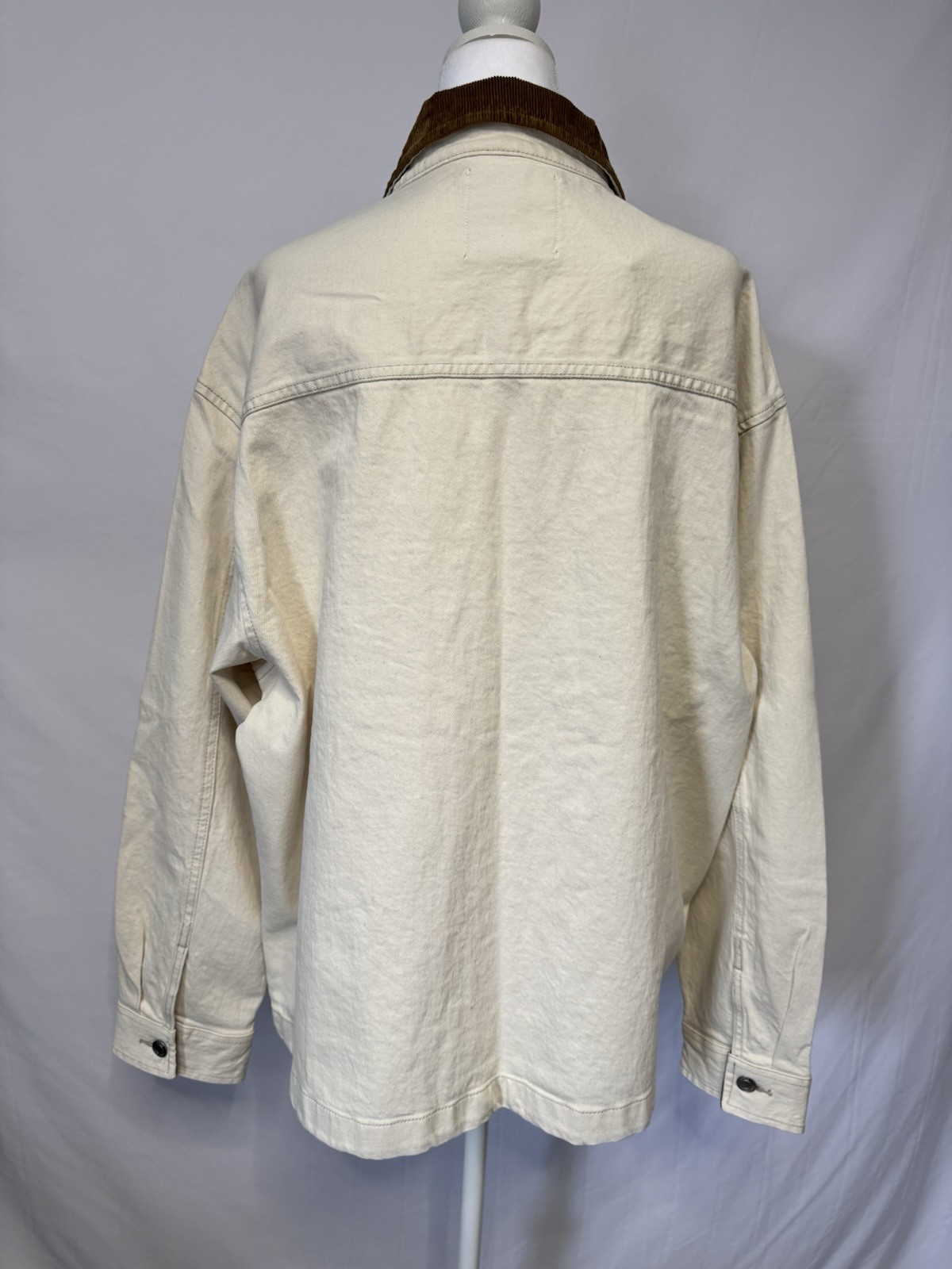 Free Assembly Men’s Canvas Barn Jacket Corduroy Collar Chore Coat Cream XL NWT