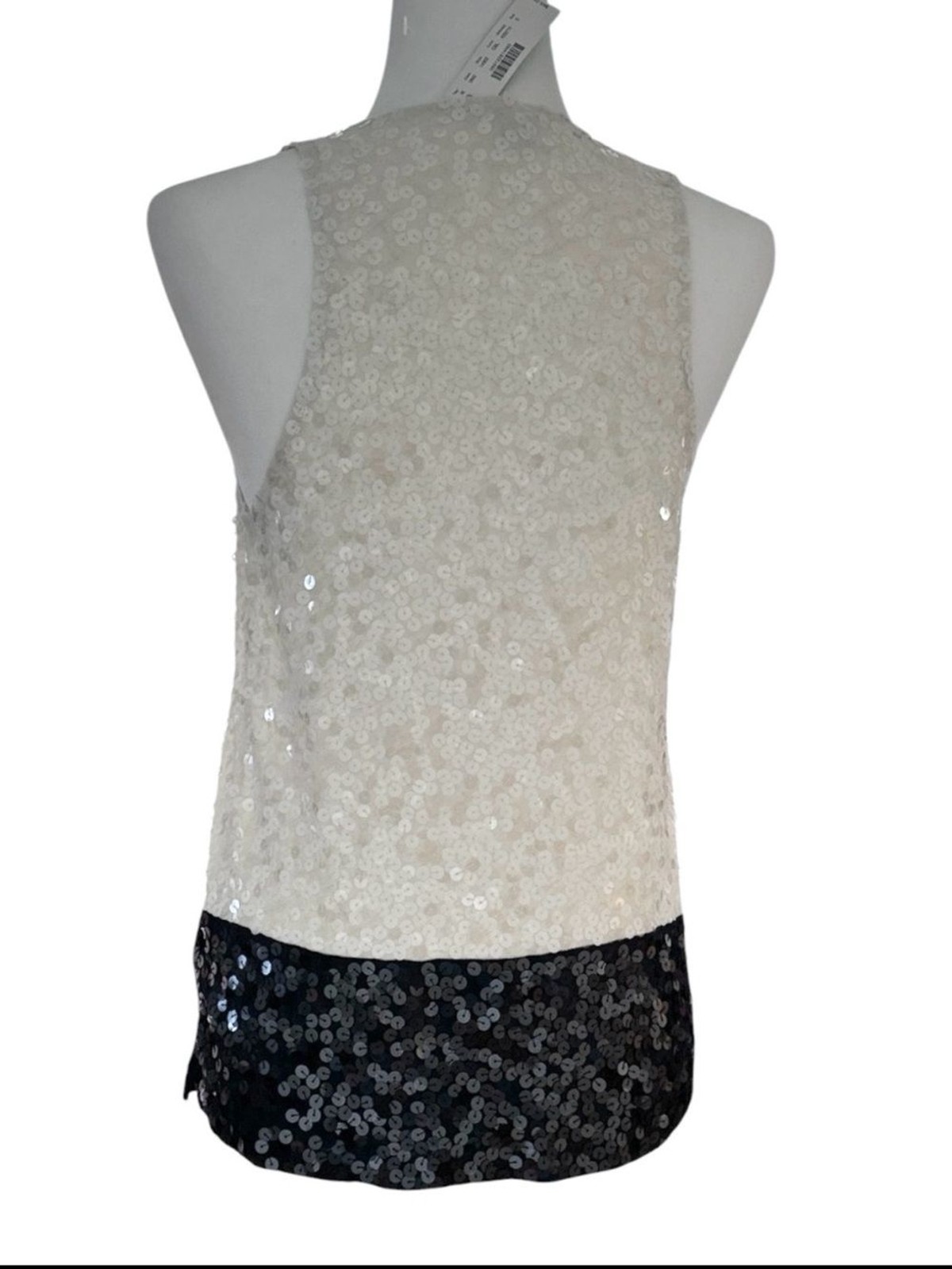 J. CREW Colorblock Sequins Cream Black Tank Cocktail Party Stretchy Top