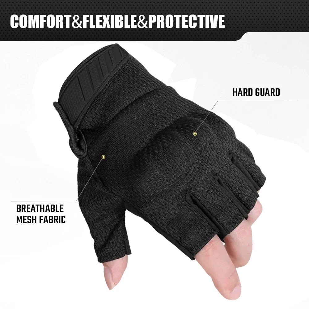 Tactical Military Fingerless Gloves Mens Outdoor Cycling Half Finger Gloves