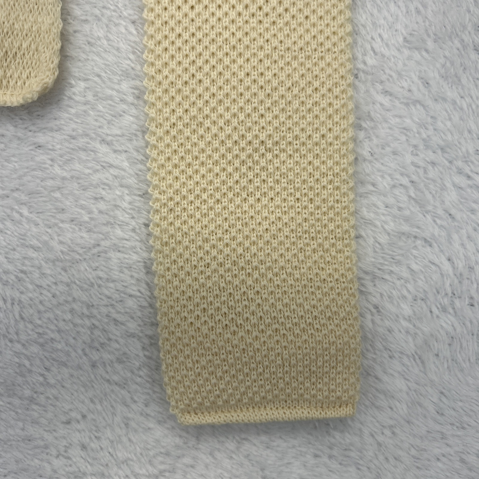 (2) Men’s Square Cut Neckties Offwhite And Burgundy 100% Virgin Wool 2.25x 53”