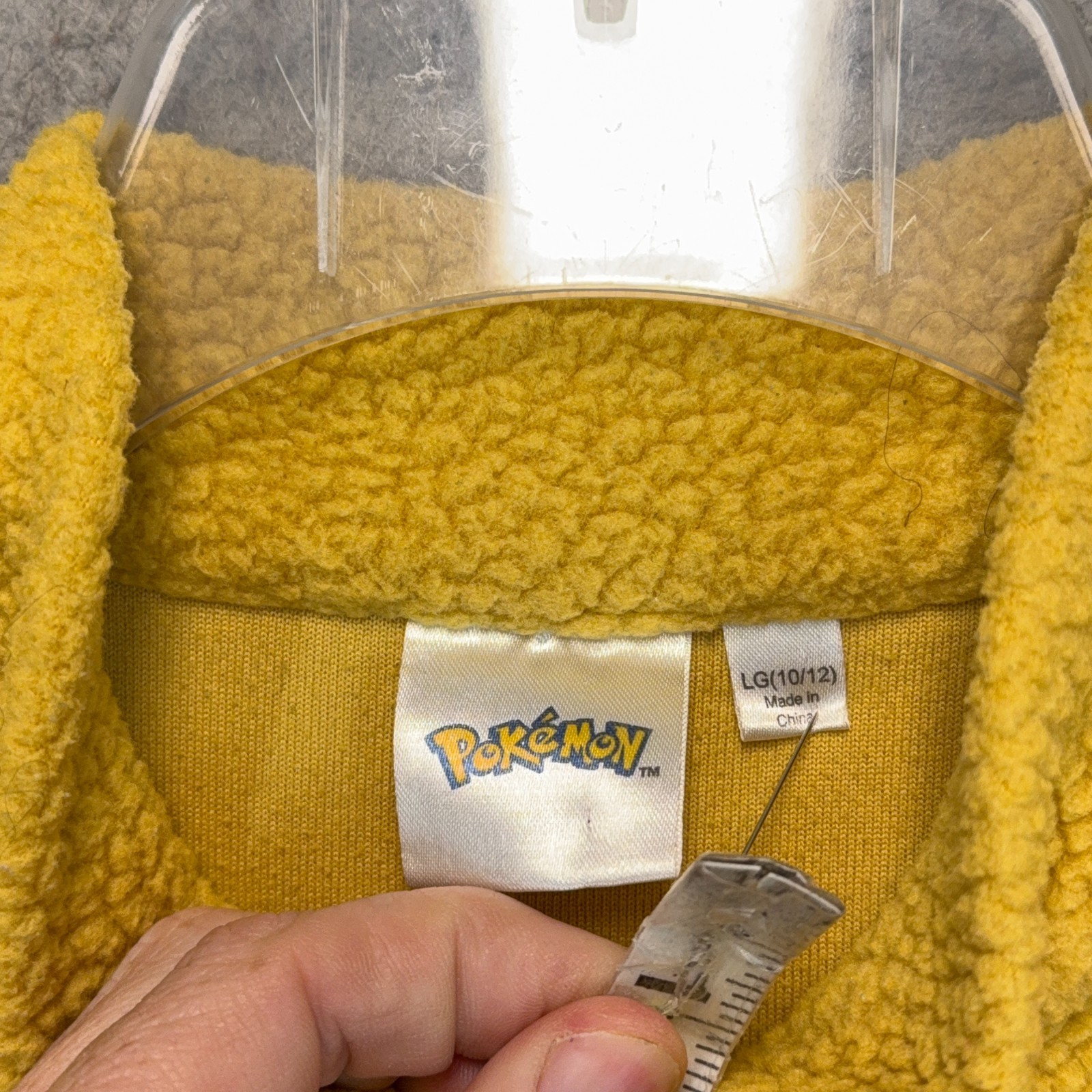 Pokemon 1/4 Zip Fleece Sweater Boys Large 10/12 Yellow Pikachu Pullover Cartoon