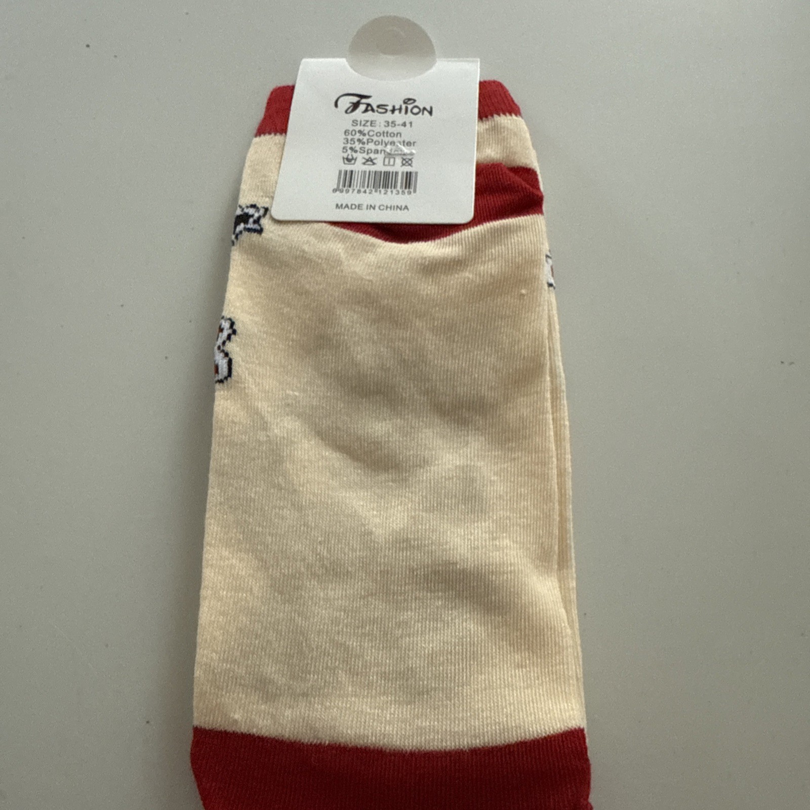 Little Monsters Beige/Red No Socks Fits Size 35-41