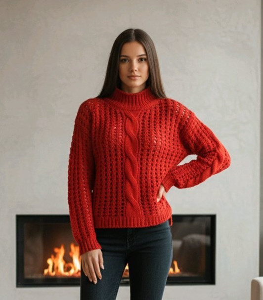 FREE PEOPLE SWEATER WOMENS SZ. M ORANGE PULLOVER SEASONS CHANGE OPEN KNIT FLAWS