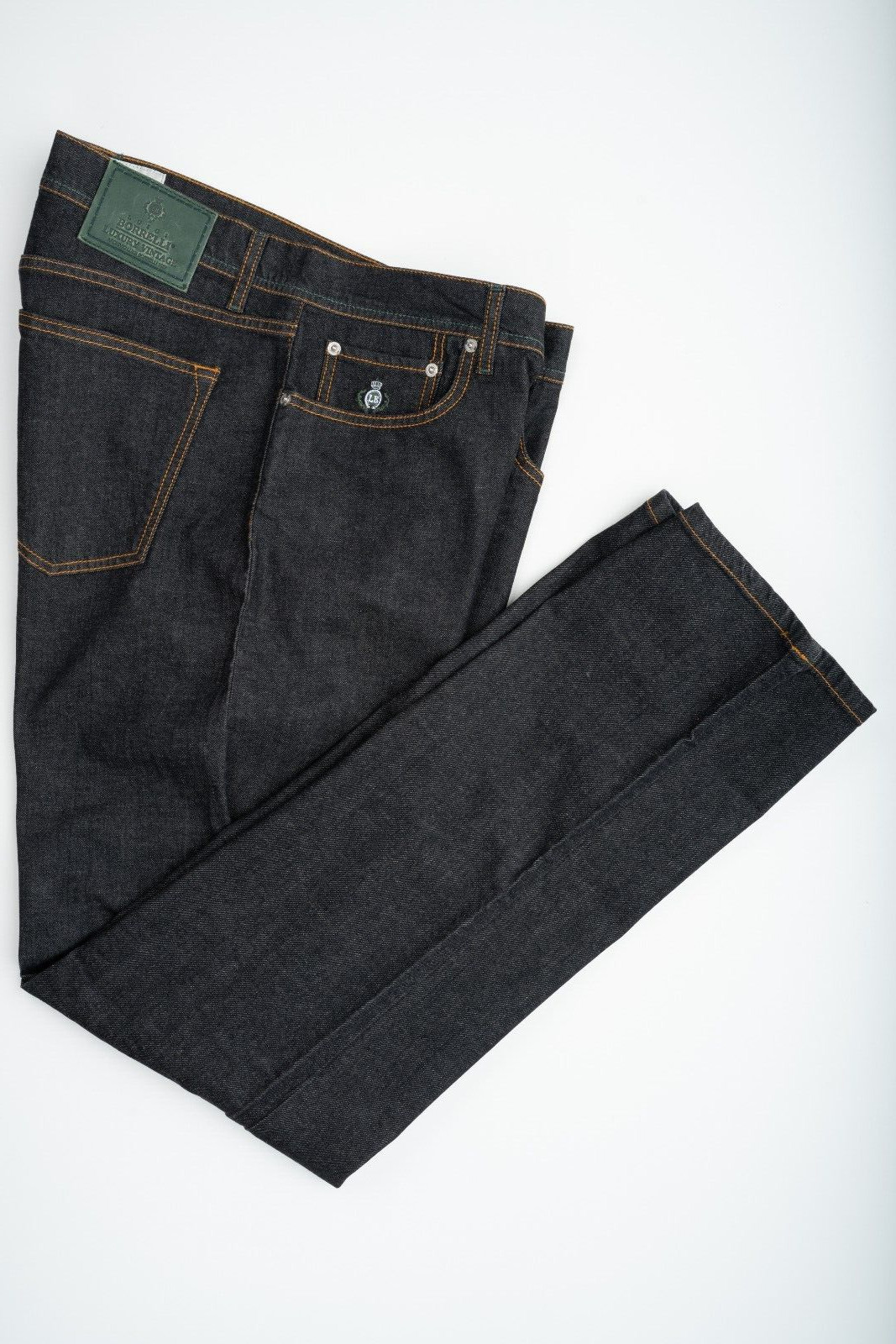 NWT Luigi Borrelli LB Napoli Black Cotton Twill 5-Pocket Jeans Sz 42 (EU 58)