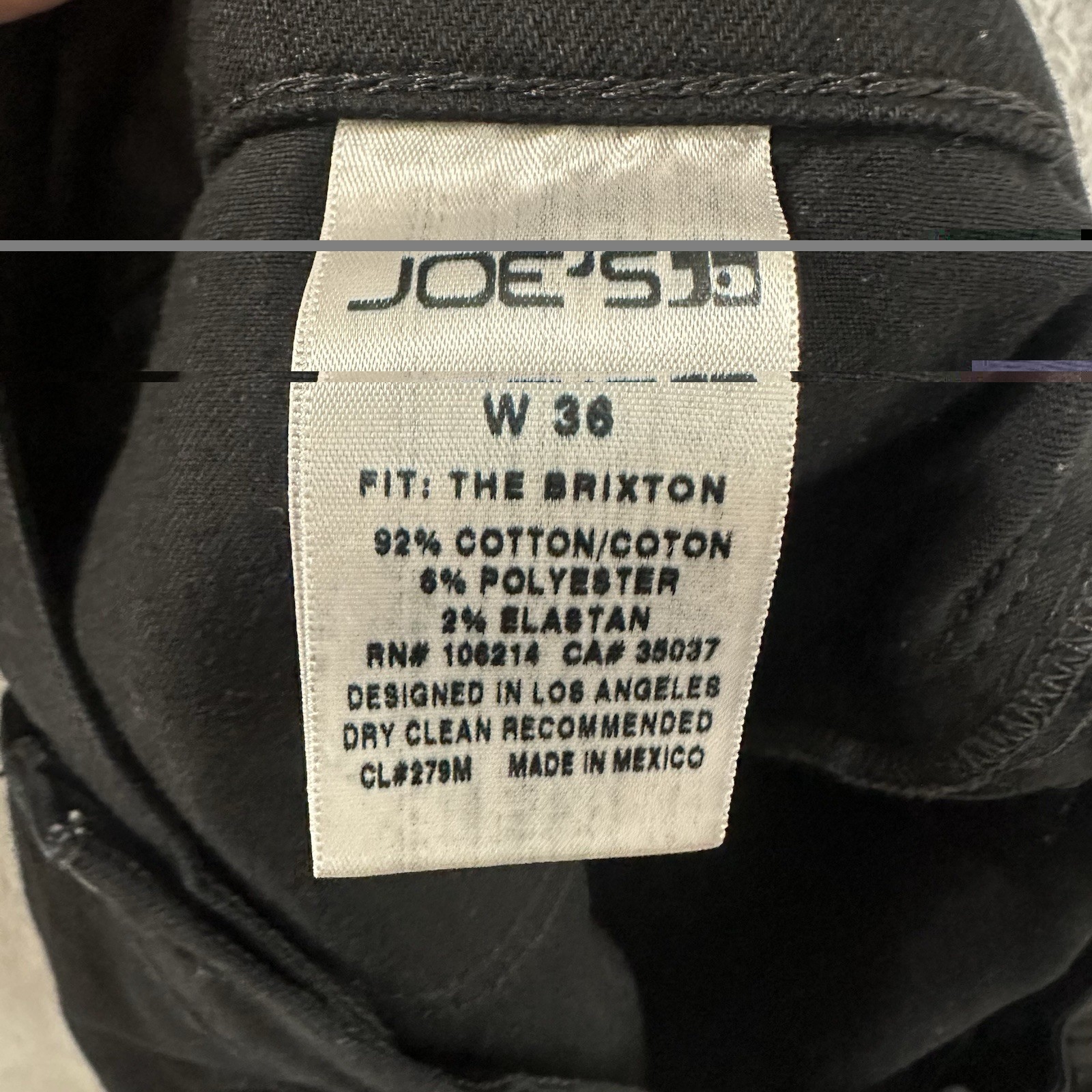 Joe’s Jeans Brixton Black Stretch Jeans Mens 36×30 Straight Slim Fit Dark Wash